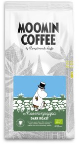 Muminpappans kaffe är ett ekologiskt bryggkaffe med fokus på ekologiskt odlade bönor från Huila i södra Colombia, förstärkta av